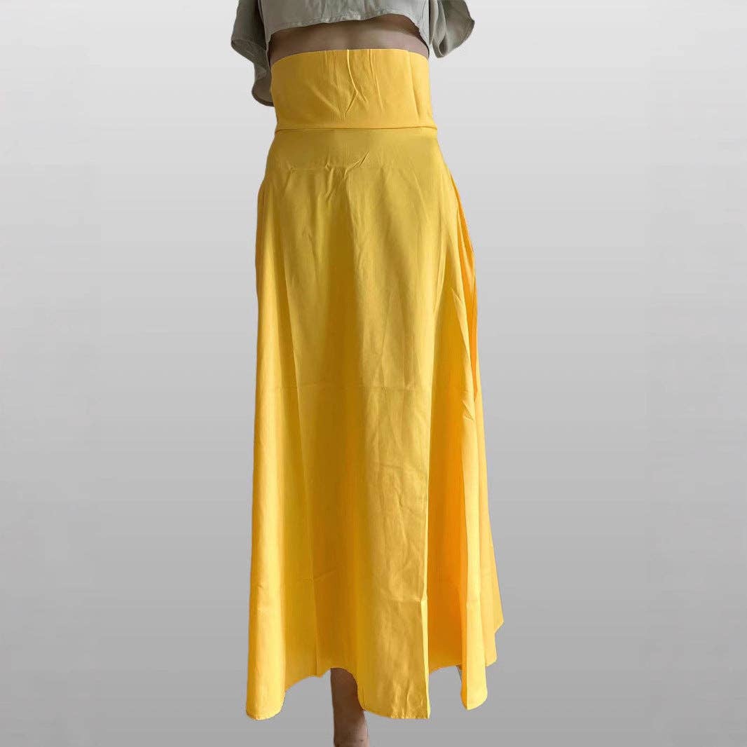 SALINA TRADING INC - Wholesale Skirt - Women's - Women Casual Solid Color Loose Pleated Long Skirt4