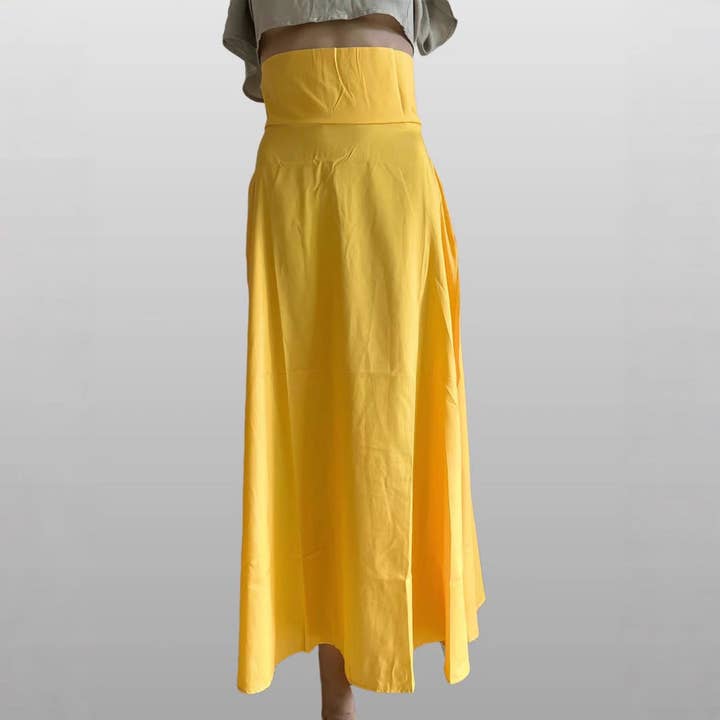 SALINA TRADING INC - Wholesale Skirt - Women's - Women Casual Solid Color Loose Pleated Long Skirt4