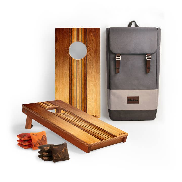 1ft x 2ft Retro Woody Mahogany Pathfinder Cornhole Board Set for wholesale by Elakai