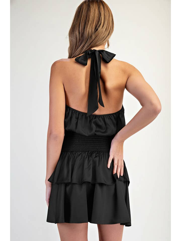 Edit by Nine - Vente Robe – femme - Robe Mini à Volants avec Taille Smockée et Bretelles Fines2