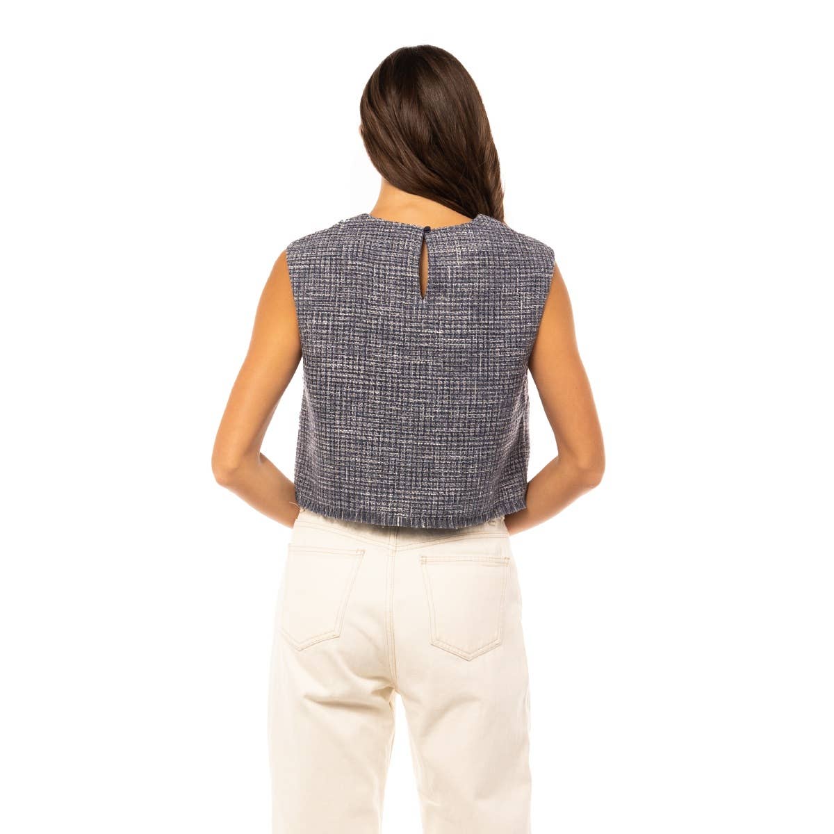 Naked Zebra - Vente Chemisier – femme - Haut en tweed effiloché11