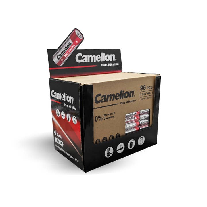 Camelion Battery - Wholesale Retailer display – Paper & novelty - Camelion AA Plus Alkaline 96Pk Box Counter Display (4pk)