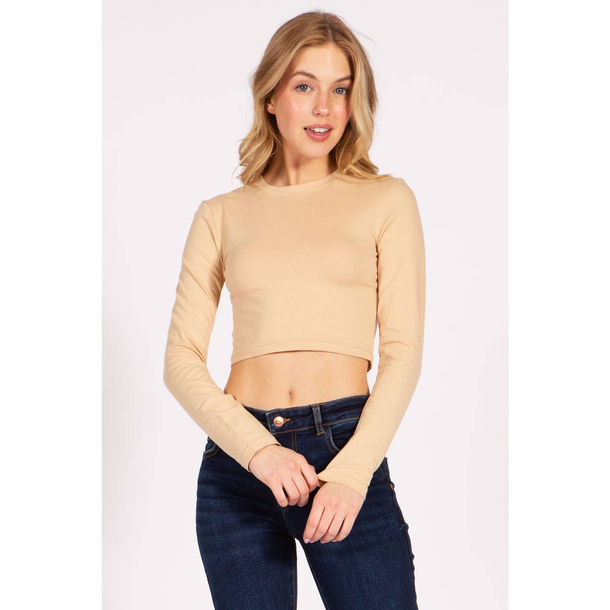 UP CLOTHING - Wholesale T-Shirt - Women's - Round Neck Long Sleeve Crop Shirt Top7