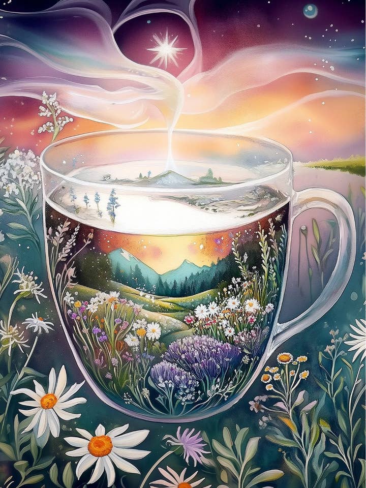 Monde dans une tasse : Rêve dans une tasse de thé | Futilités de carte pour la vente par Fripperies