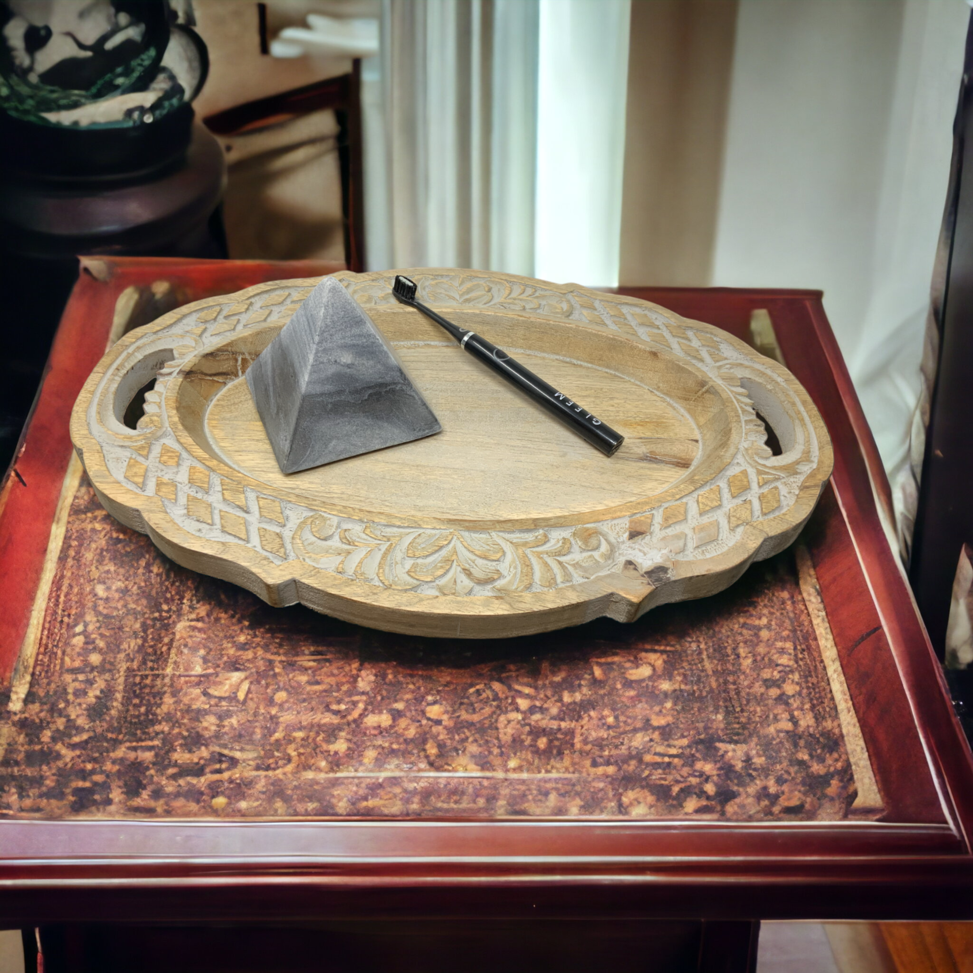 Wilco Home – Engroshandel Pyntebakke – Håndskåret massivt mangotræ Boutique-bakke18