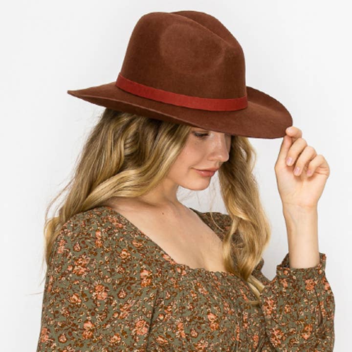 Premium Wool Pencil Brim Hat -Brown for wholesale by Queens INC