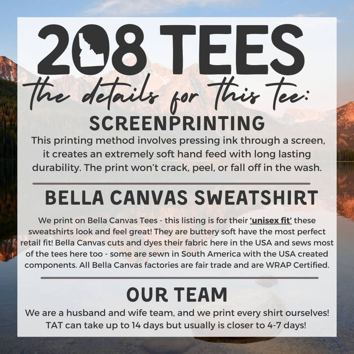 208 Tees - Wholesale Graphic Sweatshirt - Women's - Wild Bella Canvas Sweatshirt or Hoodie *Unisex Fit* 058