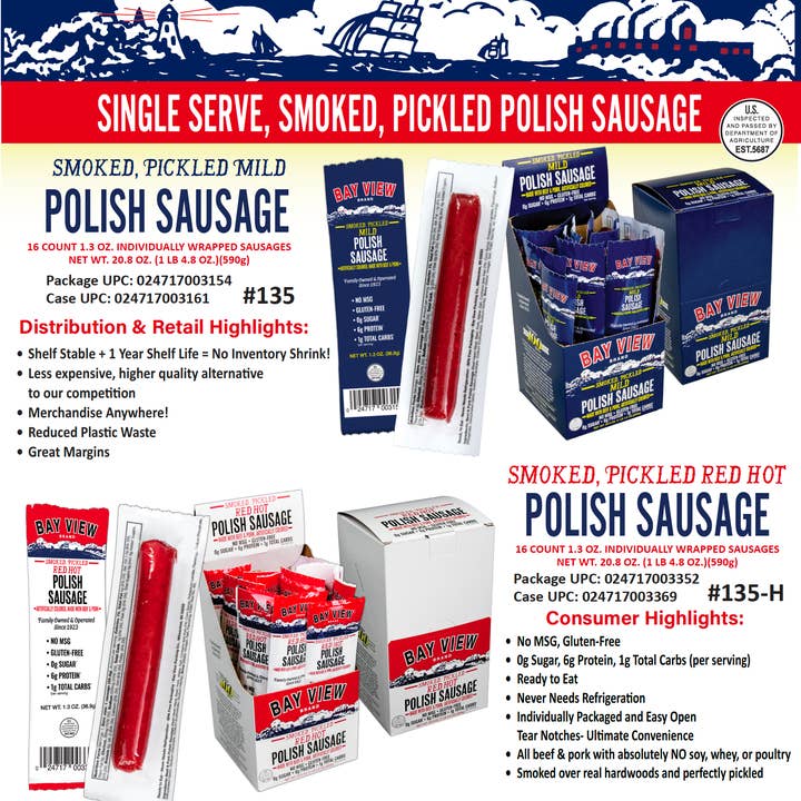 Bay View Packing – Großhandel Wurst – Geräucherte eingelegte polnische Wurst für eine Portion