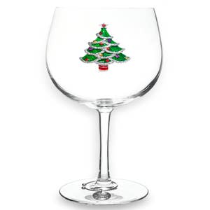 Christmas Tree Wine Glass Ornament Safe, Lead Free, Thick, Solid