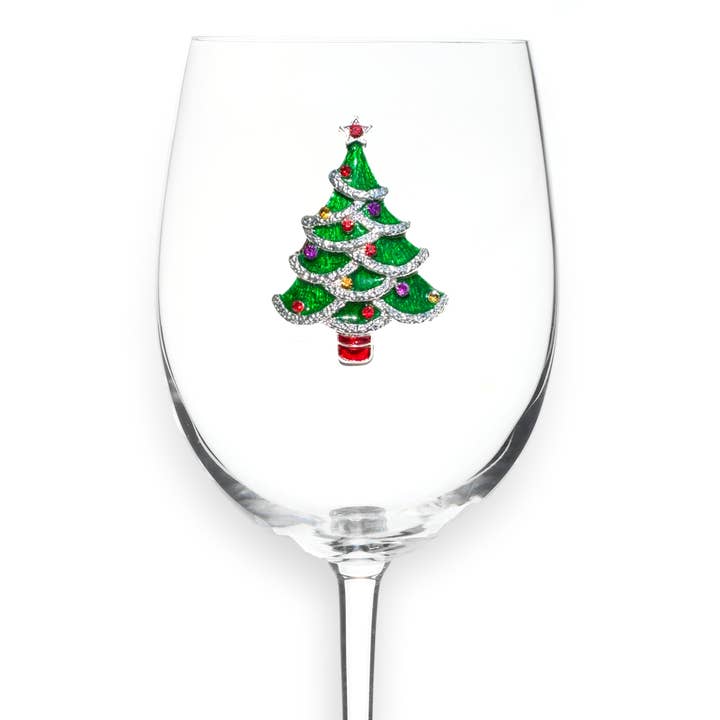 The Queens' Jewels® - Wholesale Wine Glass - Christmas Tree Jeweled Stemmed Wine Glass1