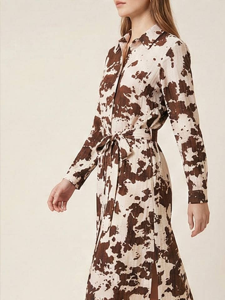 16810 choco Long printed dresses for wholesale by Lilie Rose