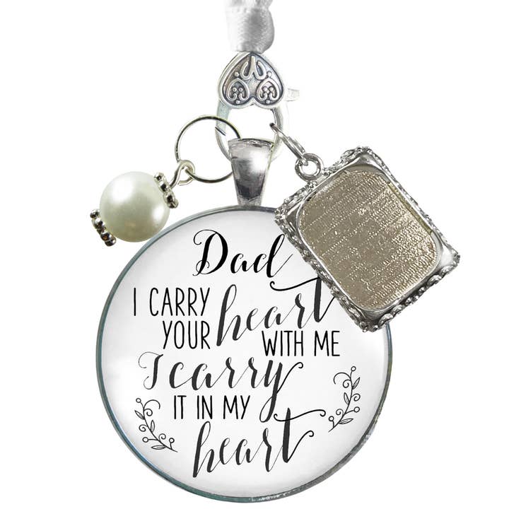 Photo Bouquet Charm Dad I Carry Heart Memorial Jewelry W ^ for wholesale by Gutsy Goodness