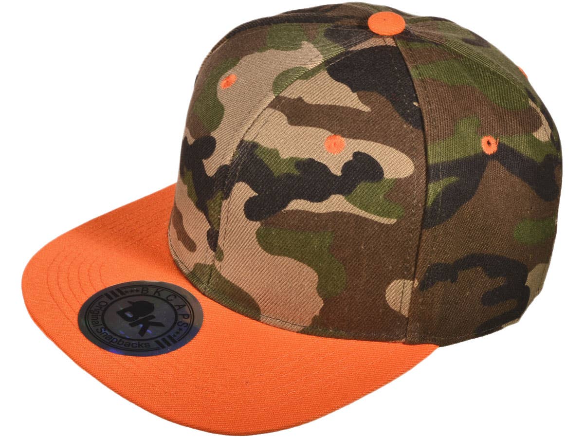 Buck Wholesale - Wholesale Flat Brim Cap - Unisex - Blank Snapback Hats - BK Caps Flat Bill Plain Vintage31