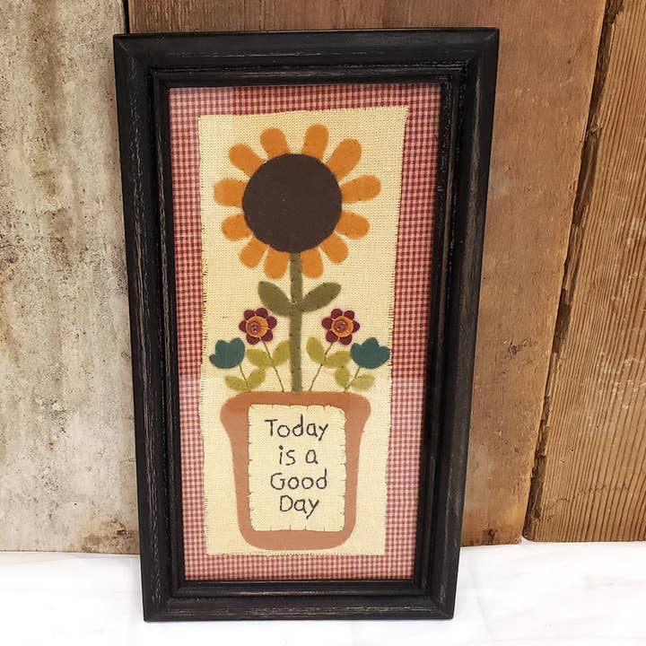 Framed Sunflower Stitchery for wholesale by A.T. Imports