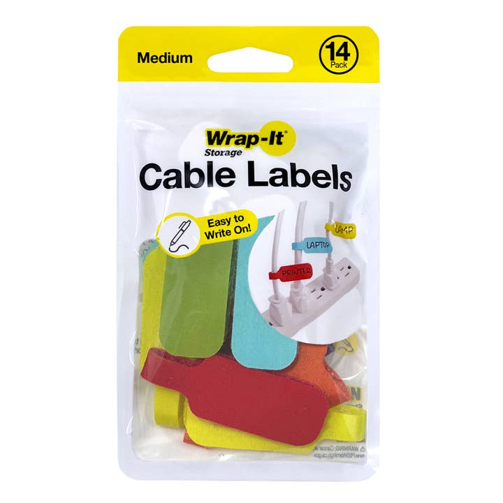Cable Labels Medium - 14 Pack for wholesale by Wrap-It Storage