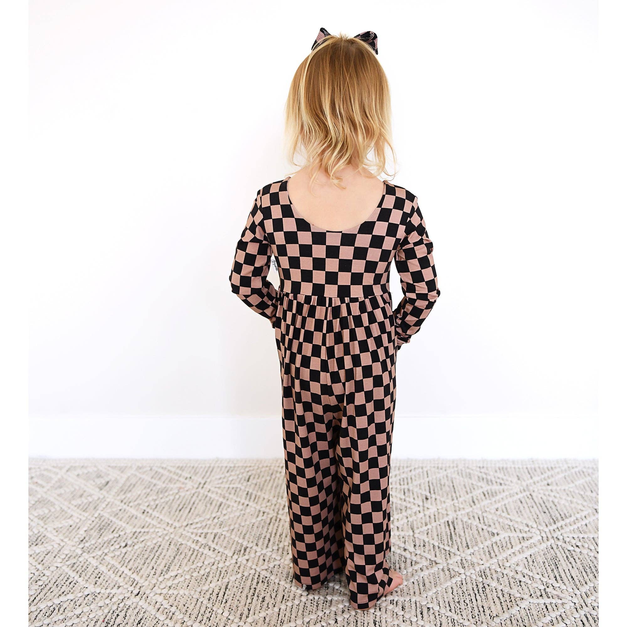 Gigi and Max - Wholesale Jumpsuit - Baby - Bentley WIDE LEG ROMPER Bamboo Checks Kids Clothing Outfit4