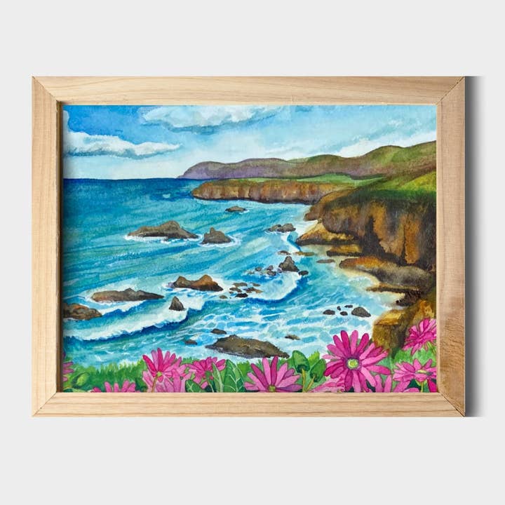 Gaviota Coast, stampa ad acquerello su giclée, 27,9 x 35,6 cm per la vendita all'ingrosso da parte di Chloe Marie Hourdequin Designs