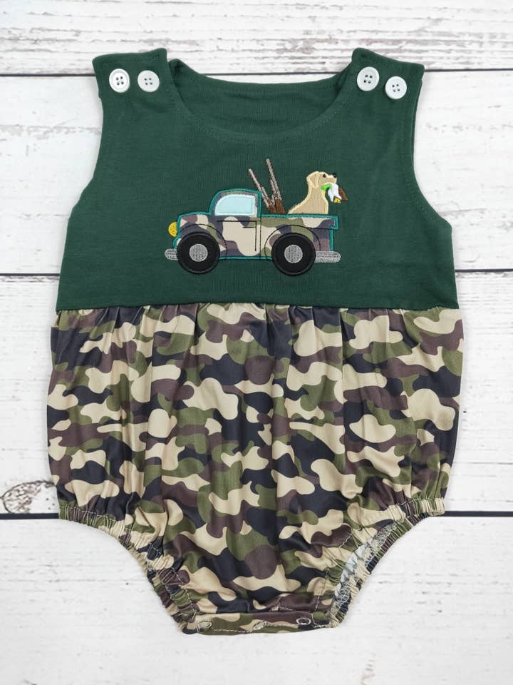 sassy kids palace - Wholesale Bodysuit (Non-Footed) - Baby - Dog Appliqué Camouflage Boy Bubbles