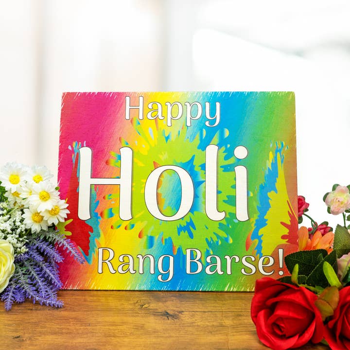 JennyGems - Wholesale Sign - Happy Holi Rang Barse Wooden Sign4