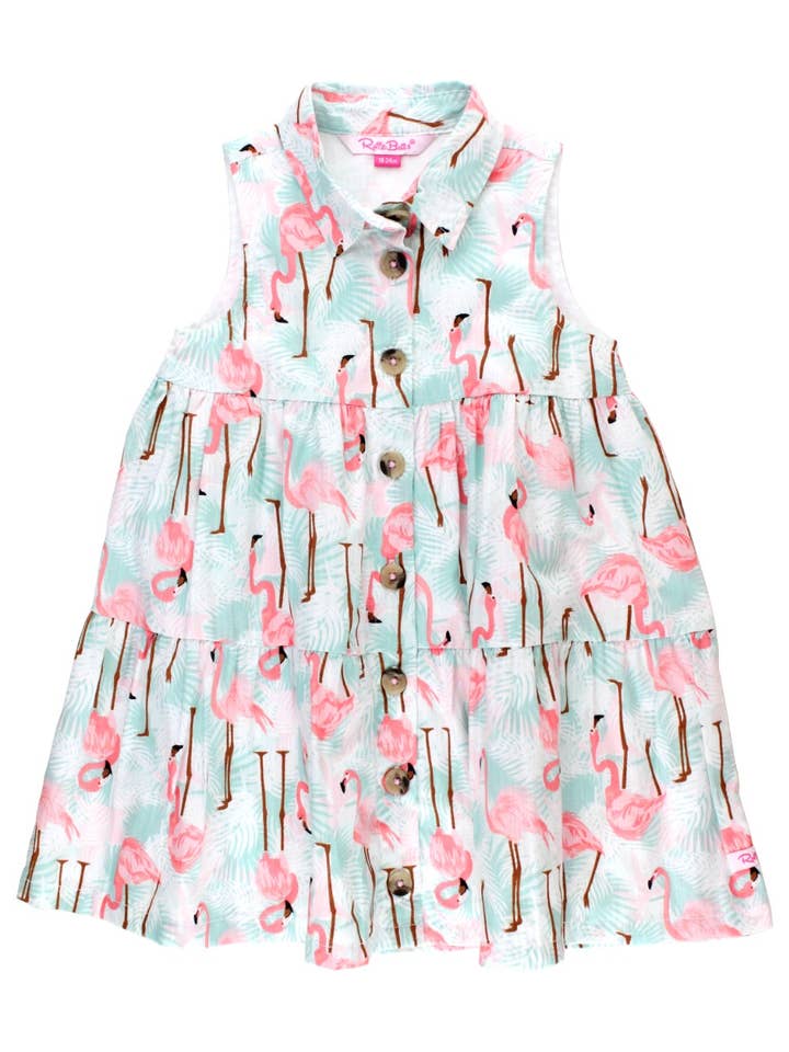 Multi Color Girls Vibrant Flamingo Tiered Shirt Dress
for wholesale on Faire