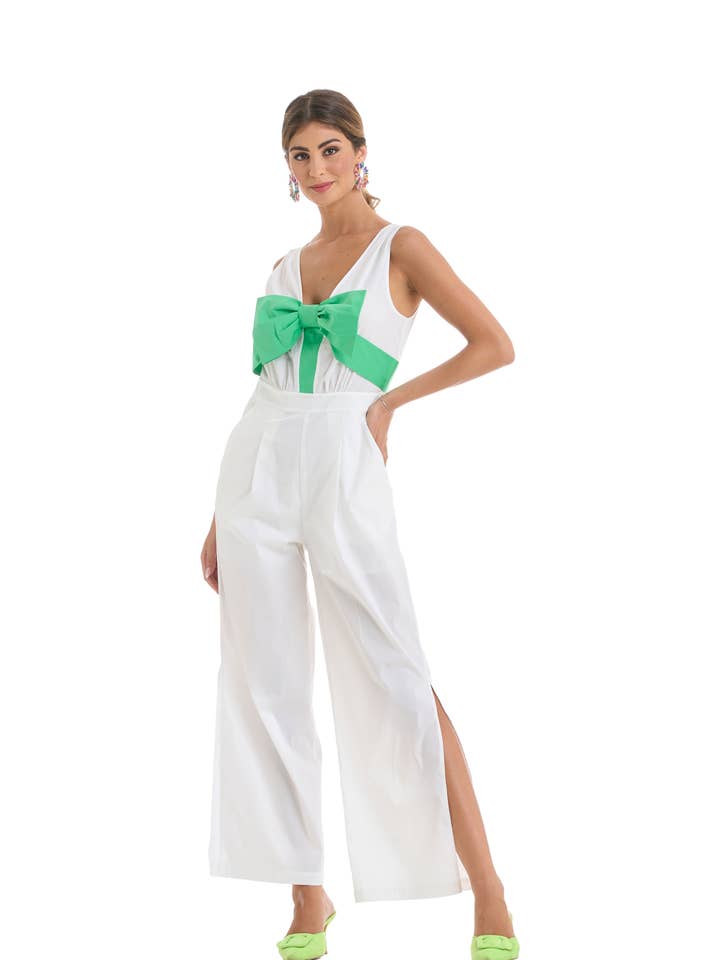 Combinaison en coton avec nœud pour la vente par Miawhitemilano