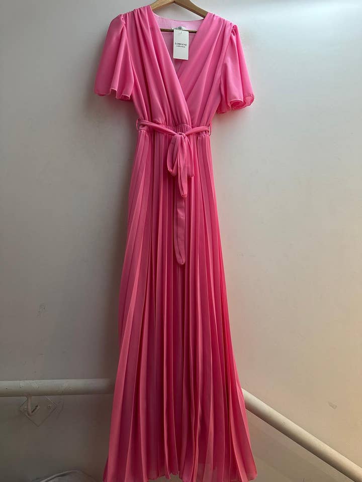 LORIANE - Venta al por mayor Vestido - Mujer - Vestido largo plisado sólido6