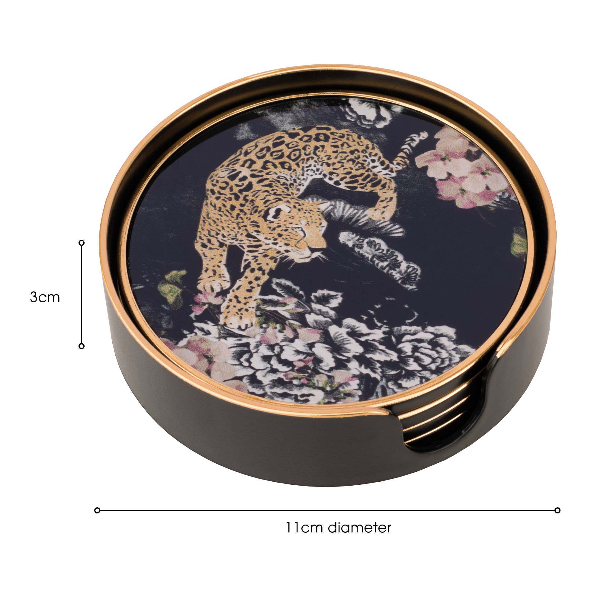 Febland – wholesale Coasters – Coasters Circular Leopard Design - Set of 42