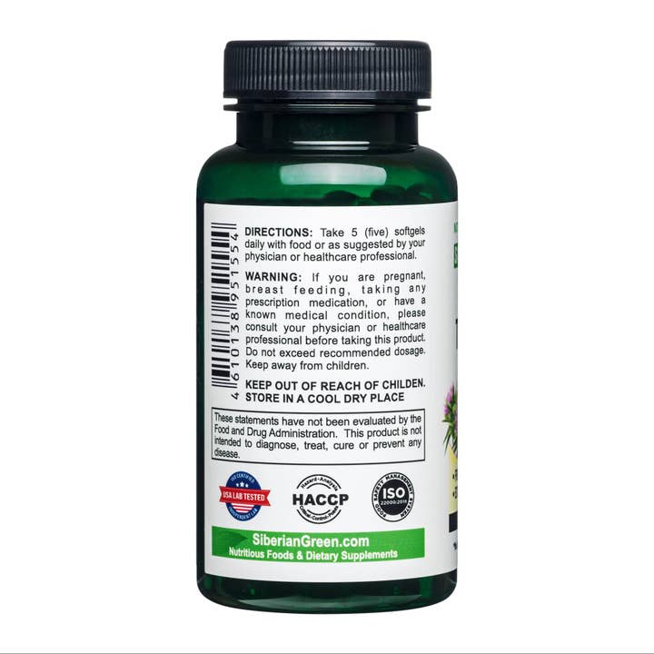 SiberianGreen - Vente Supplément oral/vitamine - Capsules d'huile de chardon-Marie vert de Sibérie 200 gélules récoltées dans la nature, Sibérie Altaï, pressées à froid, non raffinées...4