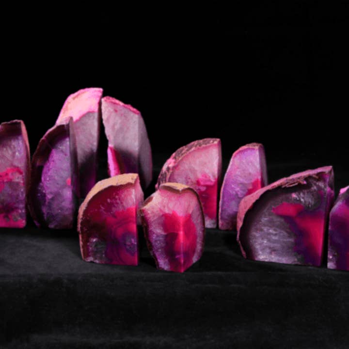 BOOKENDS PINK AGATE- Sold by the set for wholesale by Cold River Mining