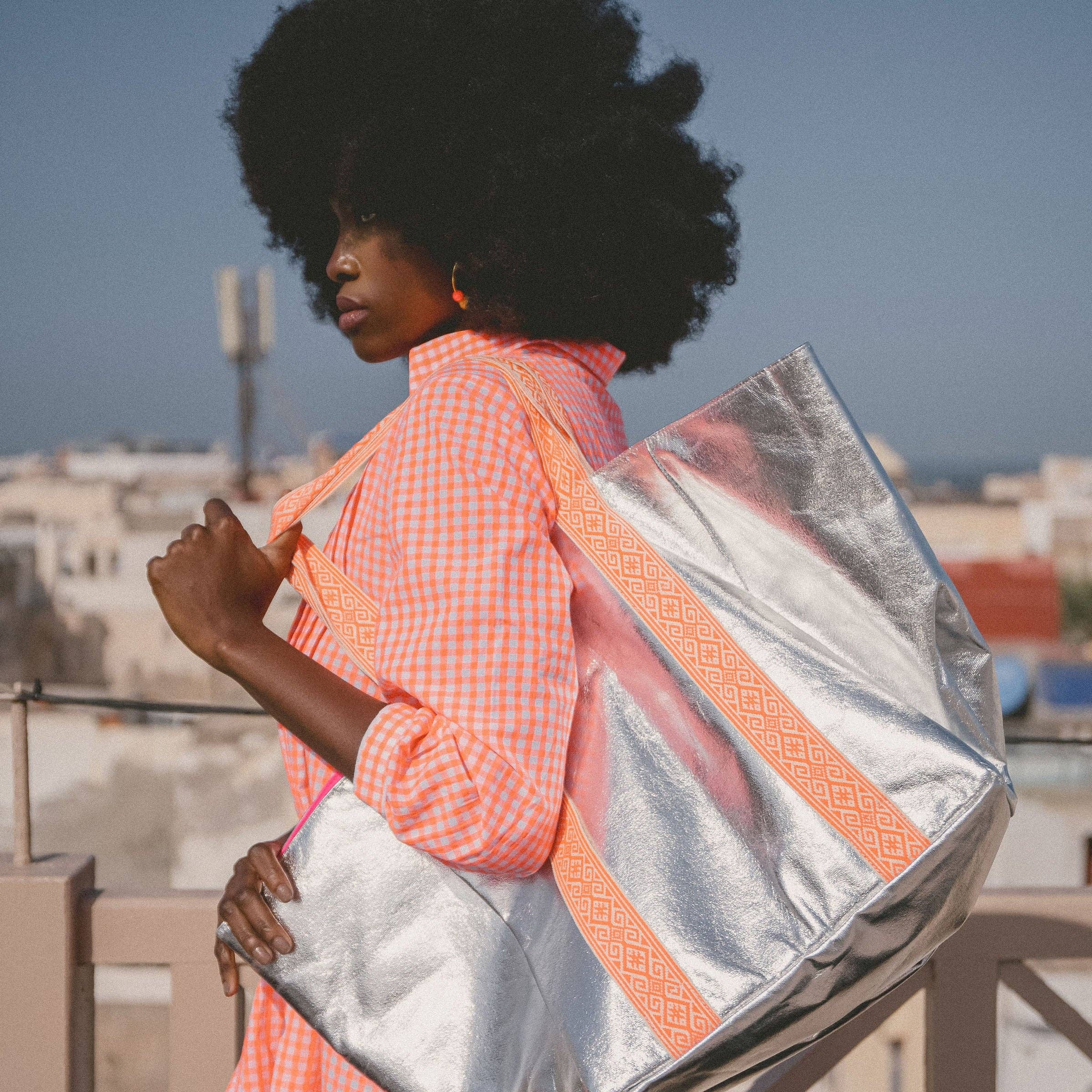 Cockatoo - Vente Sac de plage - ARGENT ÉCLATANT avec SAC DE PLAGE ORANGE1