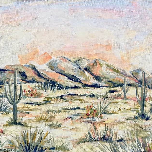 Öken kaktus berg landskap duk konsttryck för wholesale av Meredith Oneal Art