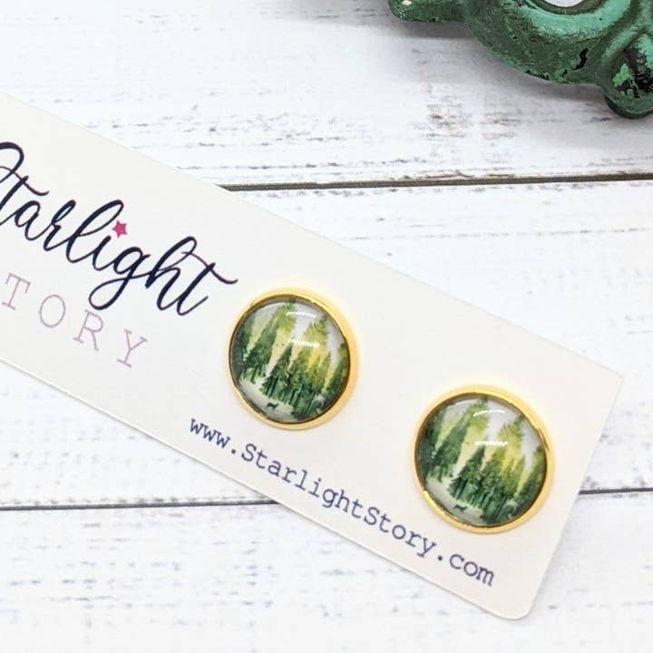 Brincos de vidro floresta por atacado de Starlight Story