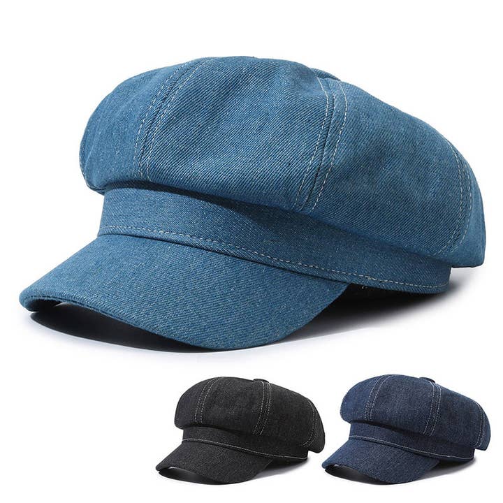 New Denim Octagonal Hat Beret - Women's for wholesale by MKS America