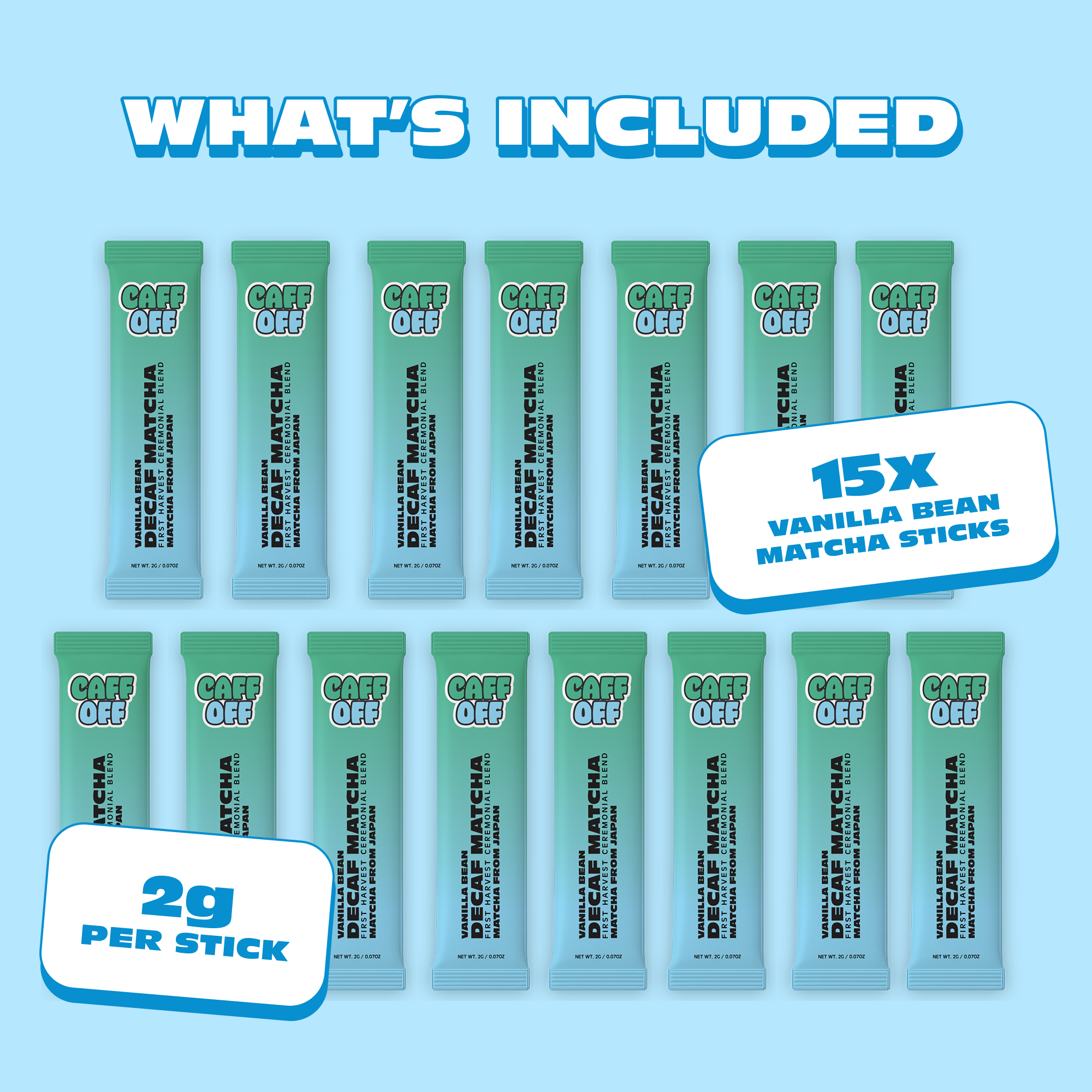 Caff Off - Wholesale Health/Detox Tea - Vanilla Bean Decaf Matcha Sticks1