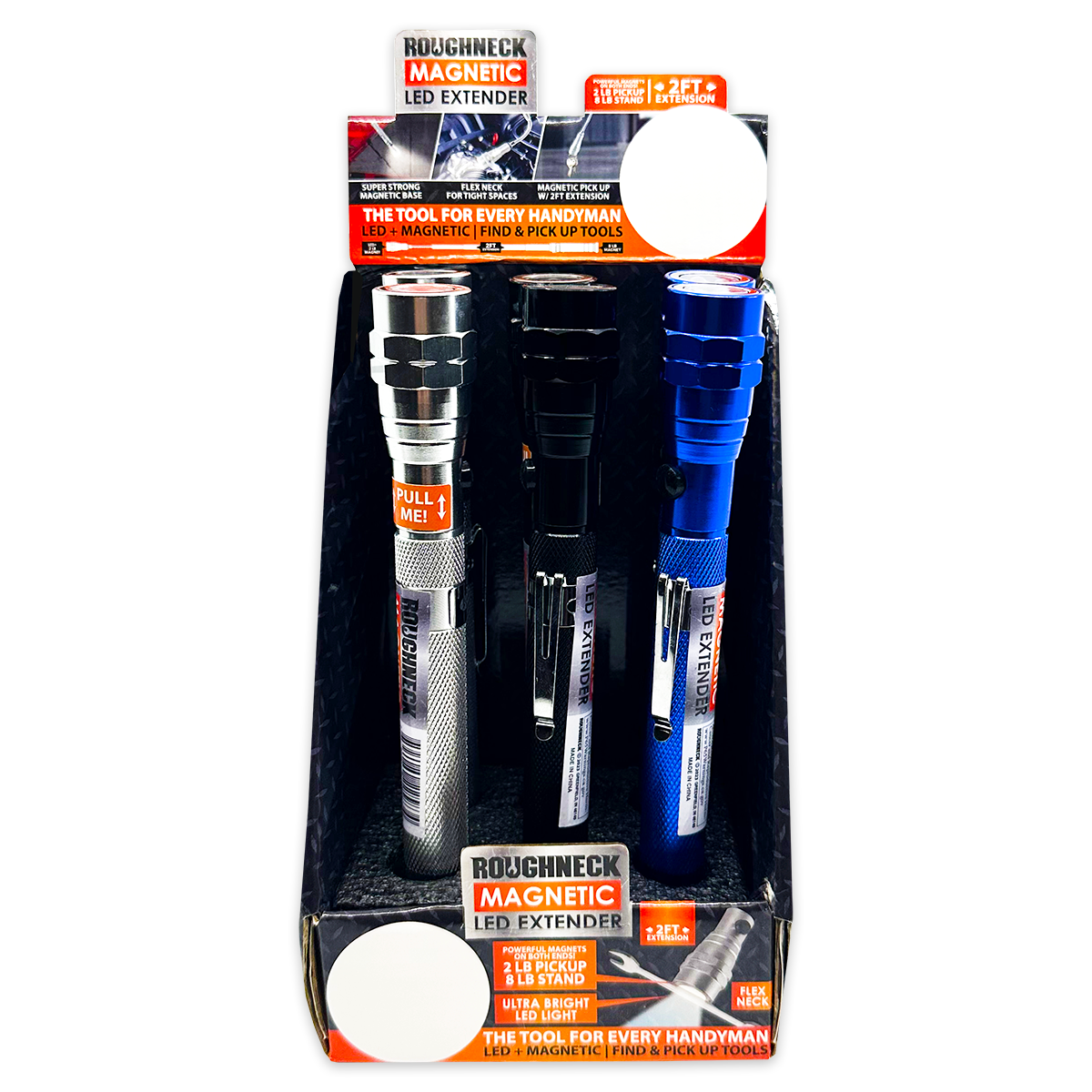 Novelty Brands - Wholesale Retailer Display - Home & Living - Roughneck Magnetic LED Flashlight Extender Tool - 6/Display1