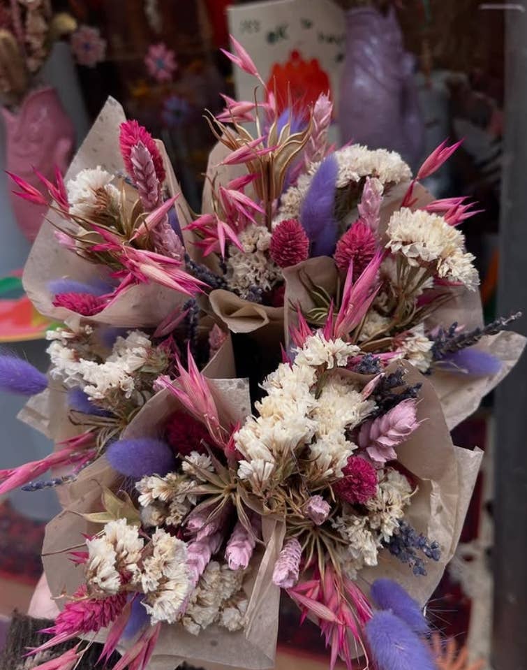 Hazel & Twine – wholesale Dried/pressed flowers – Florist Pick - Mini Dried Flower Bunch  - Bright Tones 5
