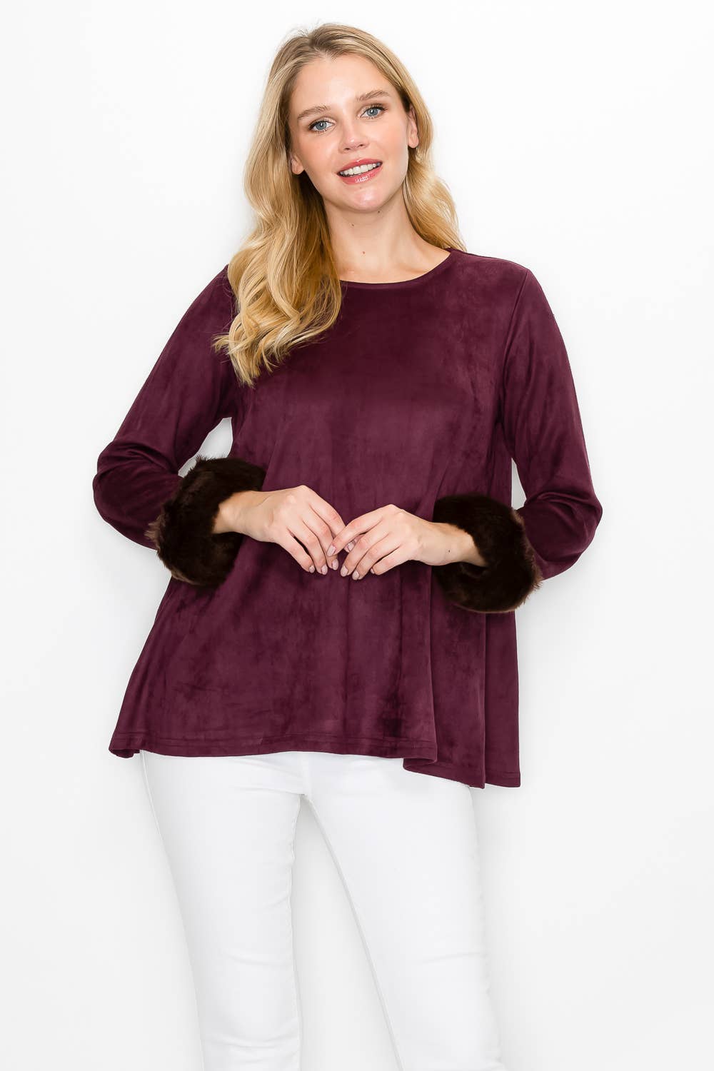 Joh Apparel - Wholesale Tunic - Women's - Anabelle Stretch Suede Fur Top5