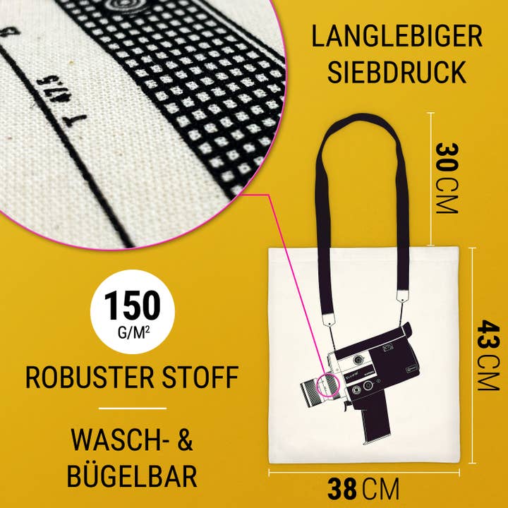 planet naughty - erotic gifts – Großhandel Tragetasche – Unisex – Super 8 Jutebeutel | Geschenk Filmemacher | Filmfans | Retro