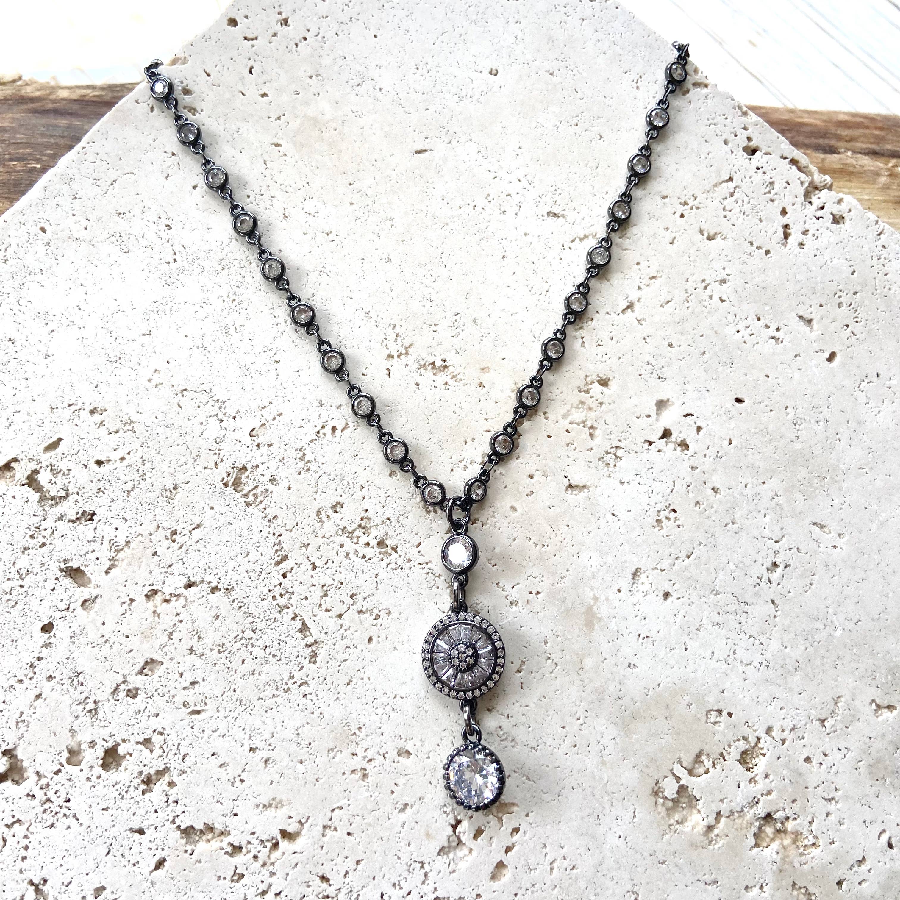 VB&CO Designs Handmade Jewelry - Wholesale Halskettinghanger - Gunmetal kristallen ketting boutique salon sieraden handgemaakt4