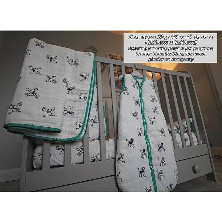 Bear's Little Fish – wholesale Filtar – Barn och baby – Växa med mig bambu Muslin filt (4 lager) - Zebra