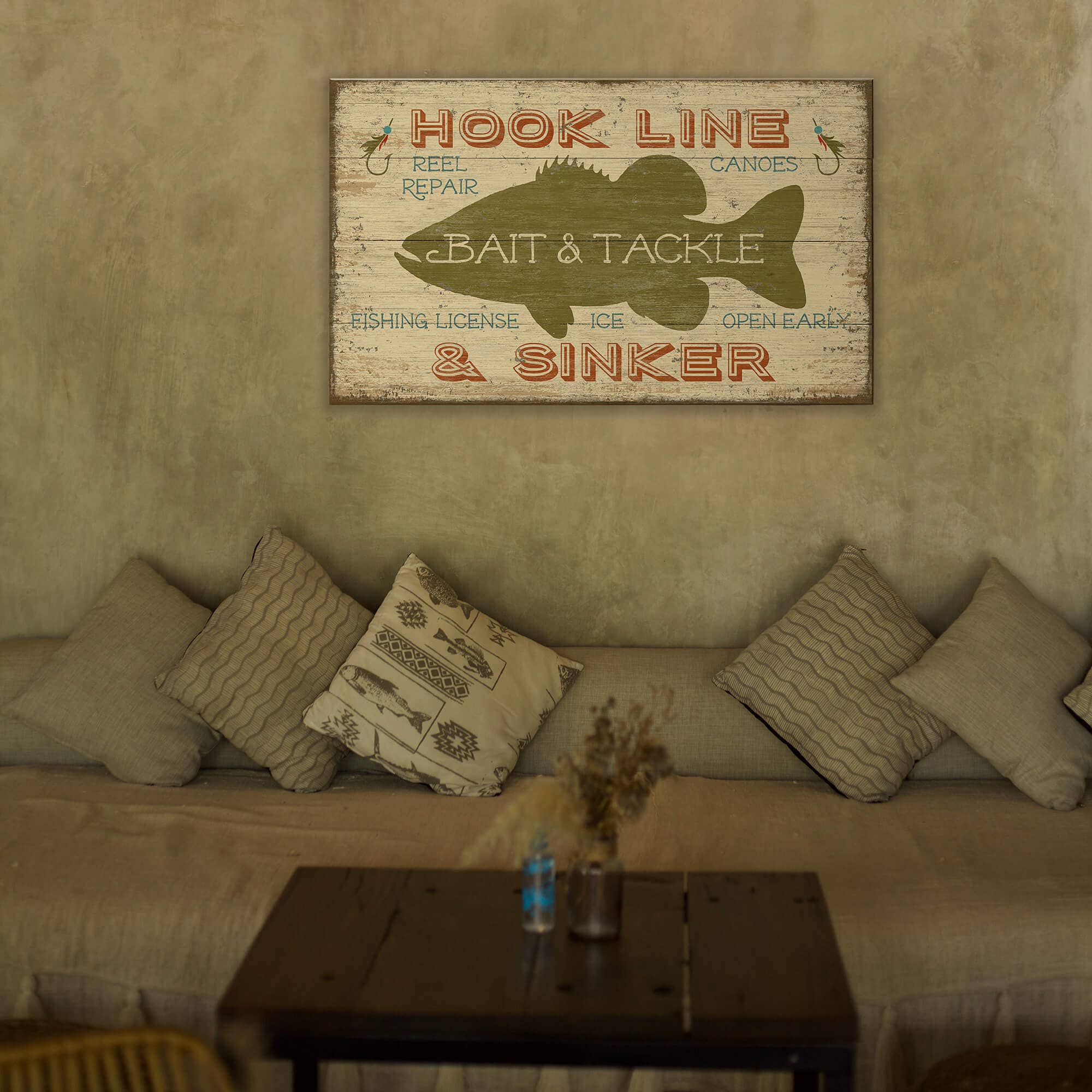 Old Wood Signs – wholesale Sign – Bait and Tackle - Wood & Metal Wall Art1