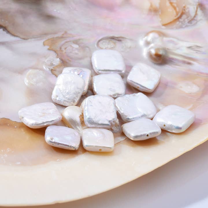 Freshwater Square Pearl, Natural White Loose Pearl, FWP015 for wholesale by Beads Creation