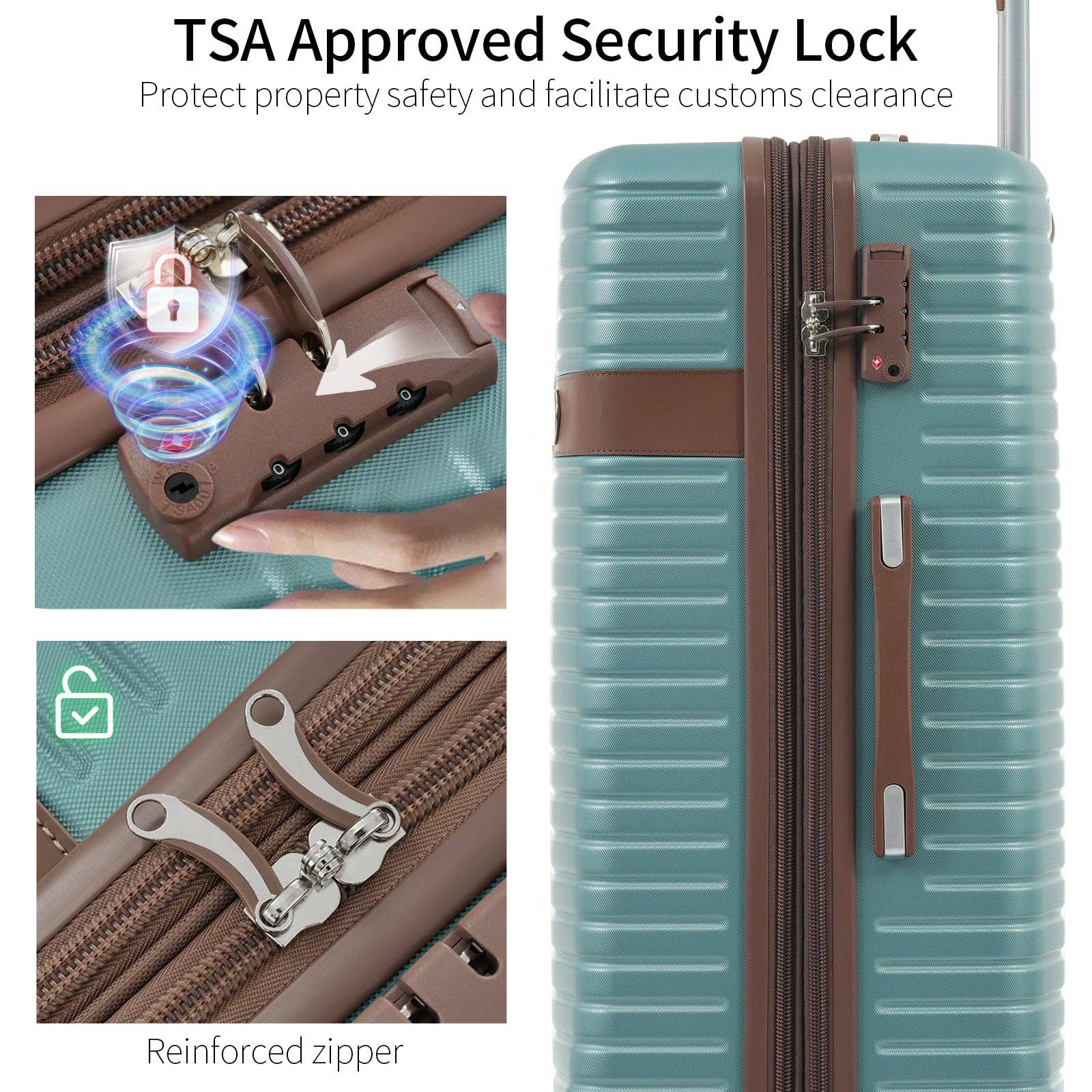 39F Inc. - Wholesale Luggage - 4-Piece Blue ABS Luggage Set (16/20/24/28") w/TSA Lock1