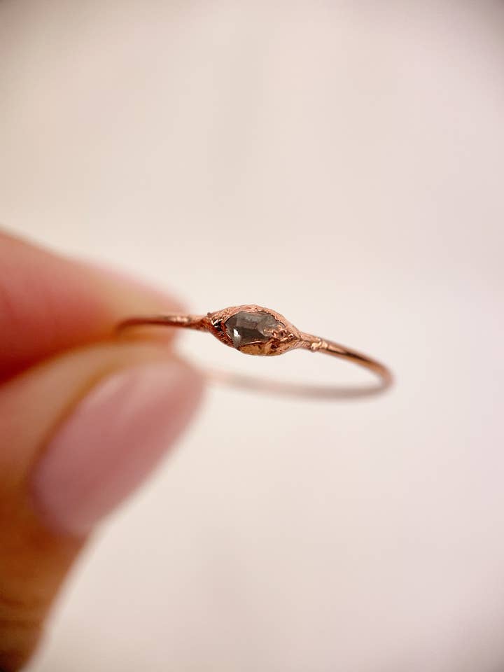 Horizontal Herkimer Diamond Ring in Copper for wholesale by Lyon and Feather