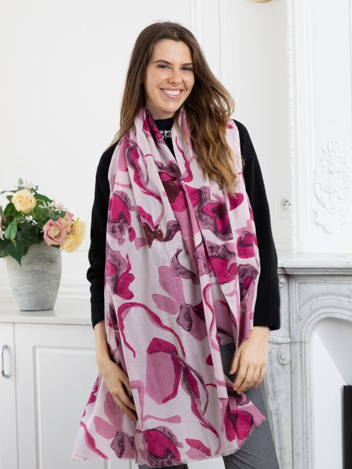 Bufanda de lana LL-8 con diseño abstracto para venta al por mayor de LINETA