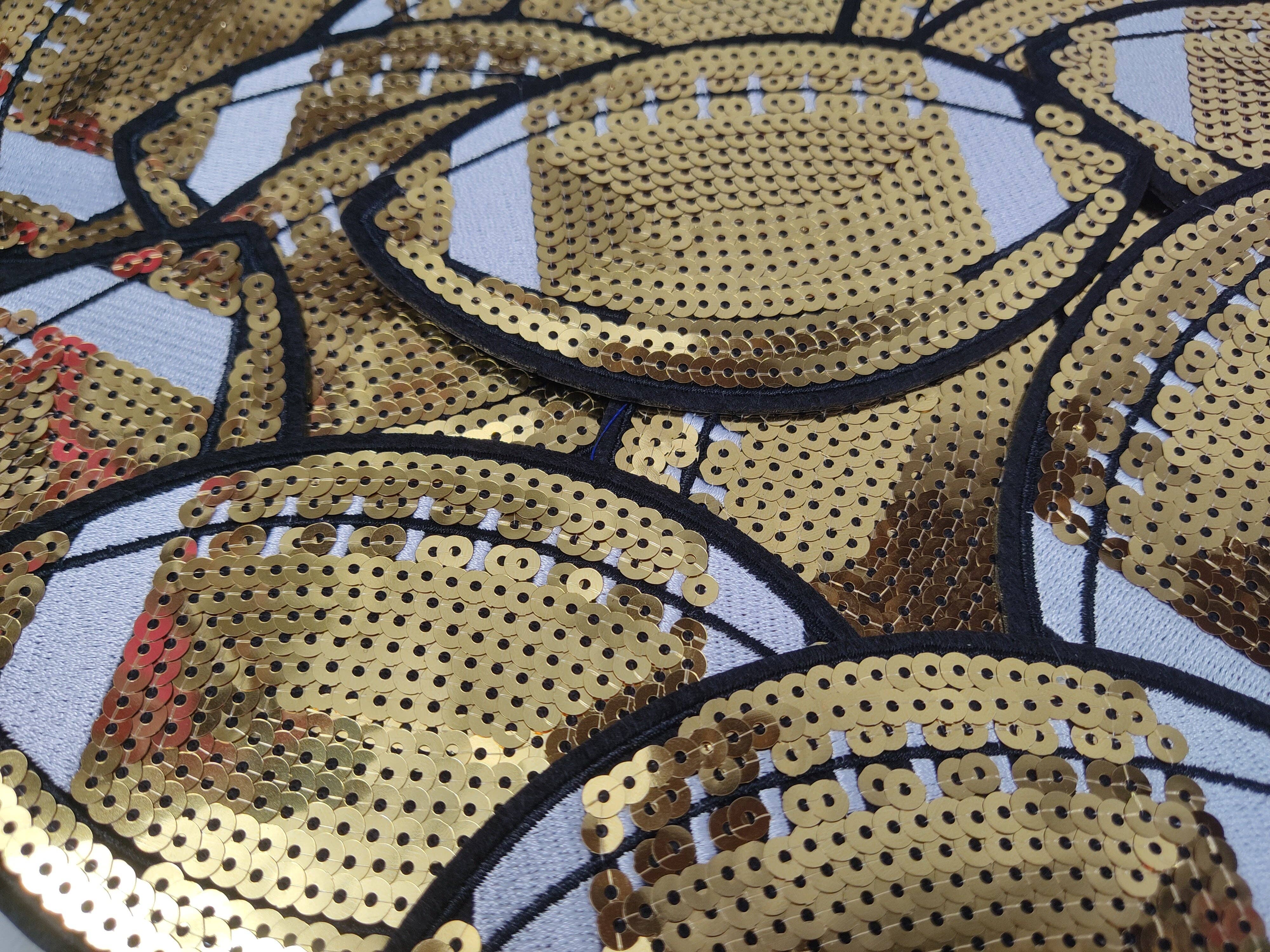 Scratch Decor - Wholesale Patch - Large Gold Football Sequin Iron On Patch1