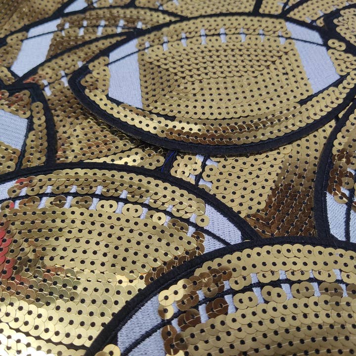 Scratch Decor - Wholesale Patch - Large Gold Football Sequin Iron On Patch1
