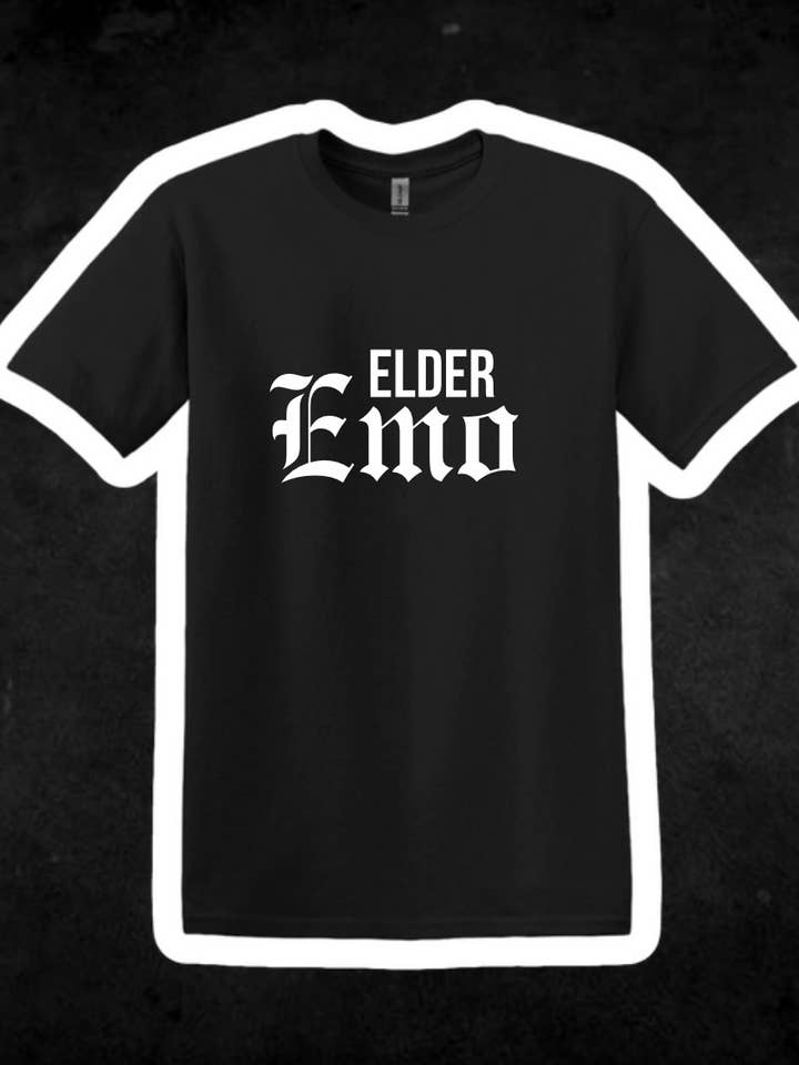 Elder Emo Graphic Tee | Funny Shirt for wholesale by Cosmic