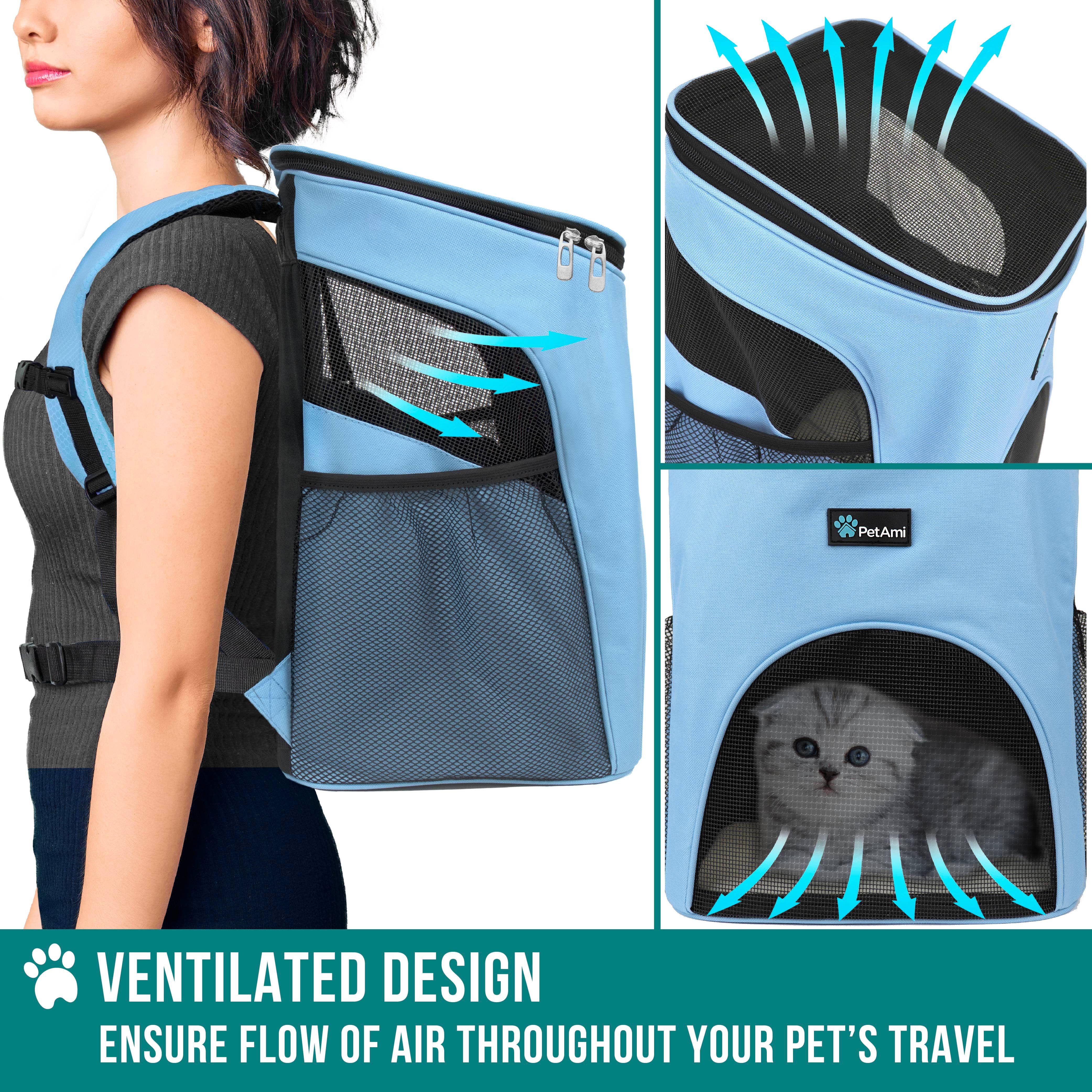 PetAmi - Vente Caisse de transport – chat et chien - Sac à dos pour animal avec entrée unique classique60