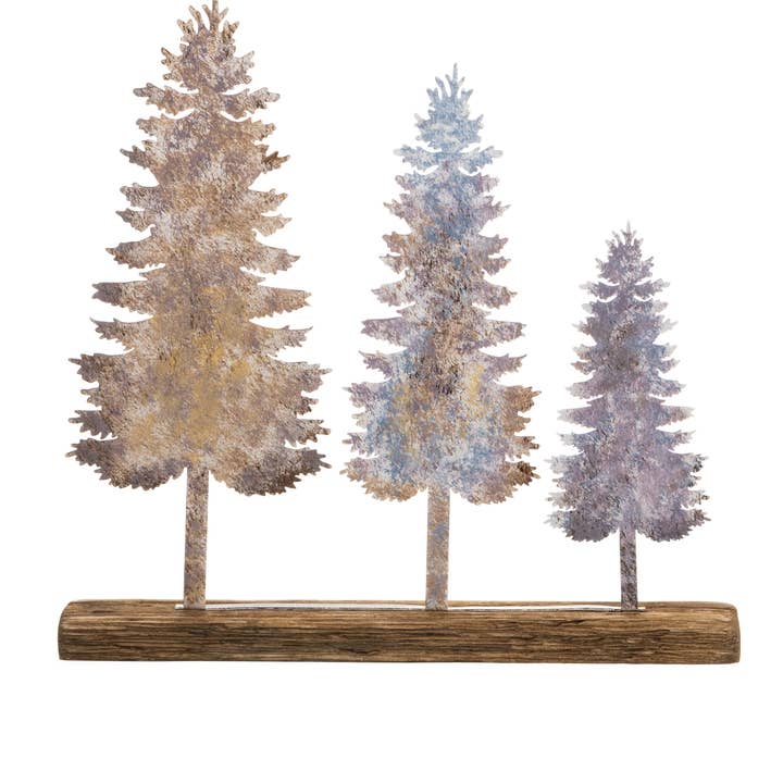 Shoeless Joe Ltd - Wholesale Kerstdecoratie - Pastelkleurige Trio Van Kerstbomen0